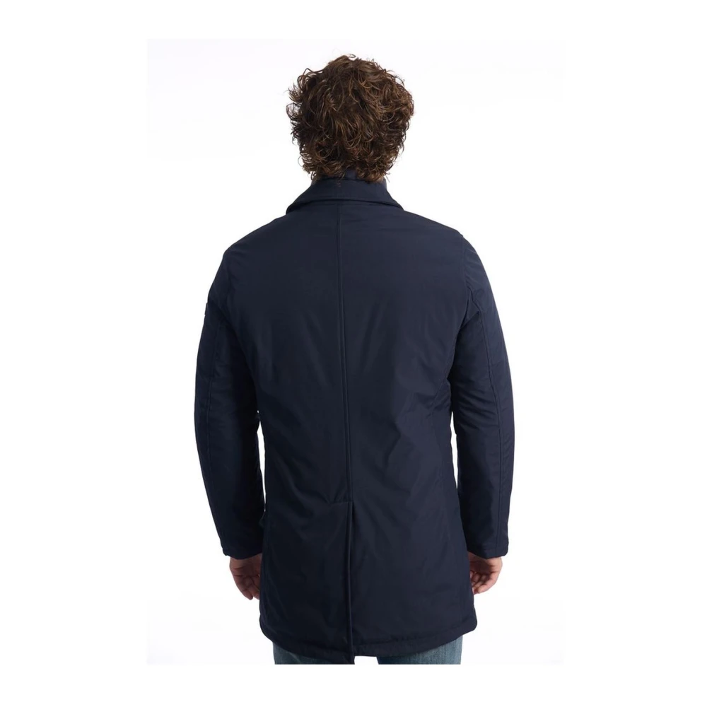 Baldinini Blauwe Double-Breasted Jas met Afneembare Bib Blue Heren