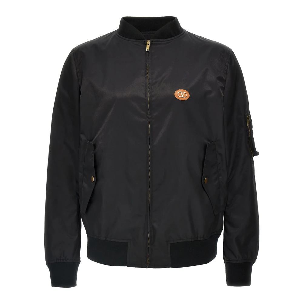 Valentino Garavani Men's Black Bomber Jackets, L, Logo Bomber Jacket