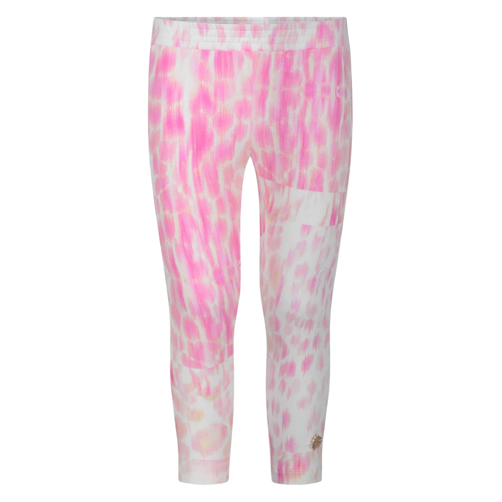 Roberto Cavalli Girls Pink Leggings,, Ivory & Leopard Print Leggings Size 14 Y