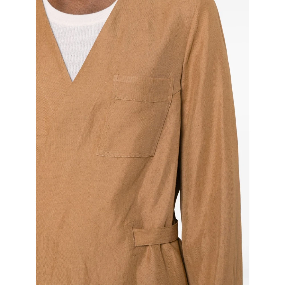Fabiana Filippi Twill V-Hals Jas Zand Beige Dames