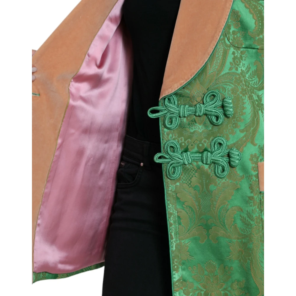 Dolce & Gabbana Groene Bloemen Double Breasted Jas Green Dames