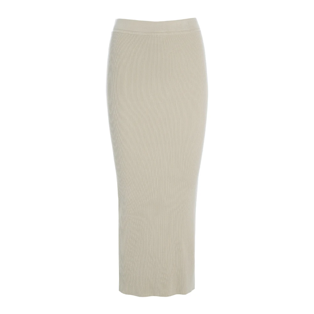 Bitte Kai Rand Geribbelde Ivory Rok Saku Model Beige Dames