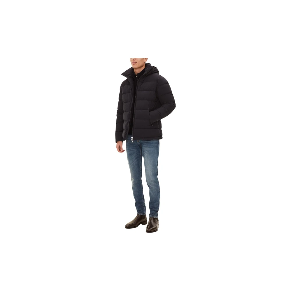 Oscar Jacobson Navy Hooded Puffer Jas Blue Heren