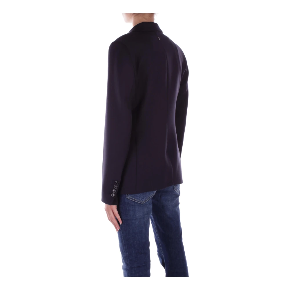Dondup Blauwe Logo Achter Dubbelbreasted Jas Blue Dames