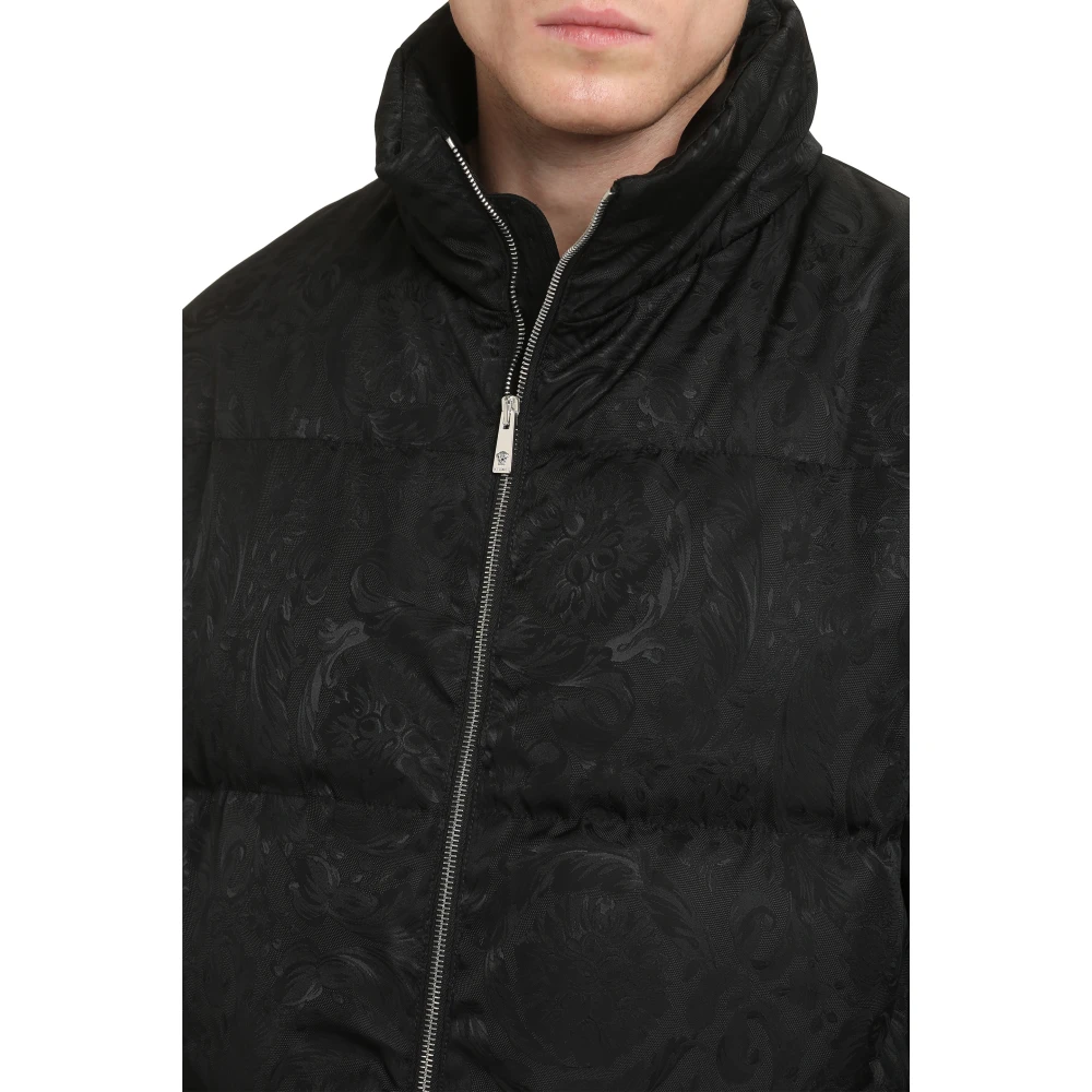 Versace Jacquard Volledige Ritssluiting Donsjas Black Heren