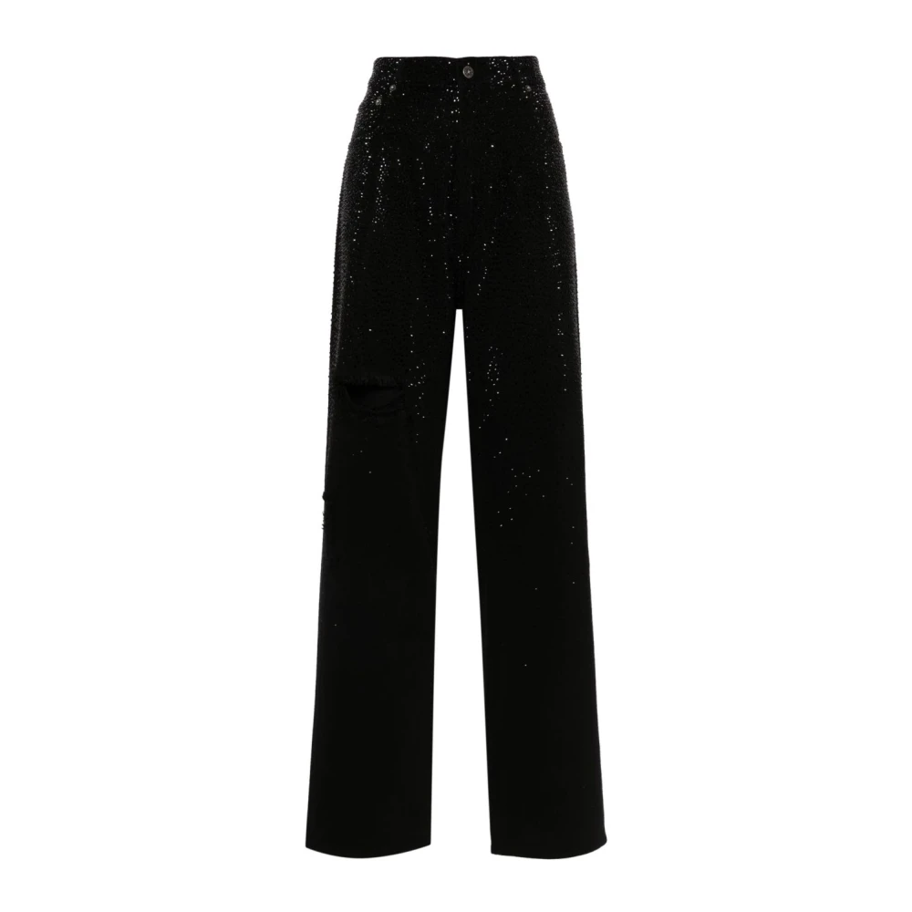 Golden Goose Black Straight Trousers, Female, W27, Crystal Embellished Denim Jeans