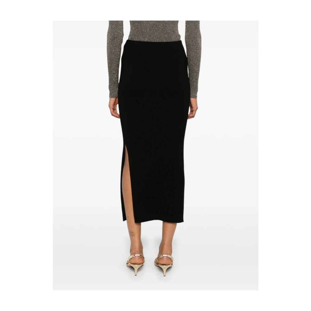 Twinset Geribbelde Gebreide Zwarte Rok Black Dames