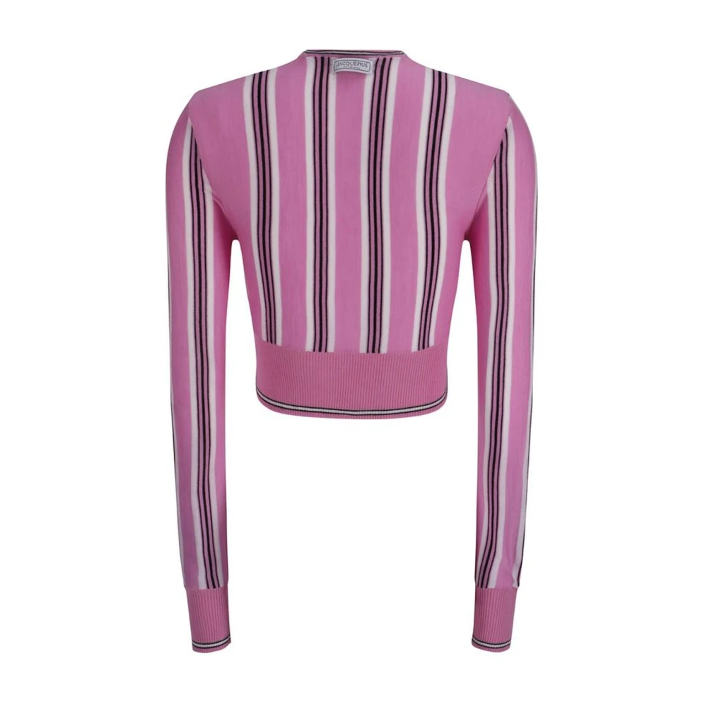 Jacquemus Gestreepte wollen vest met knoopsluiting Pink Dames