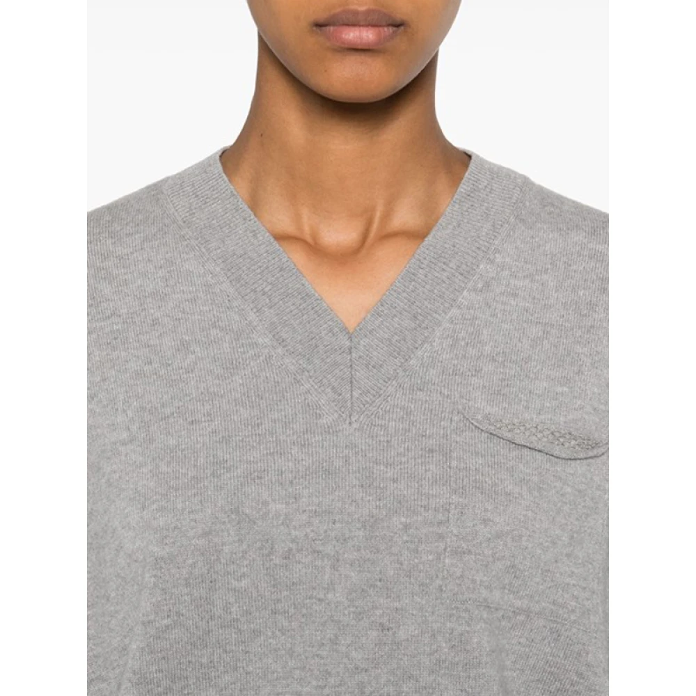 PESERICO Grijze Wollen Trui met Punto Luce Gray Dames