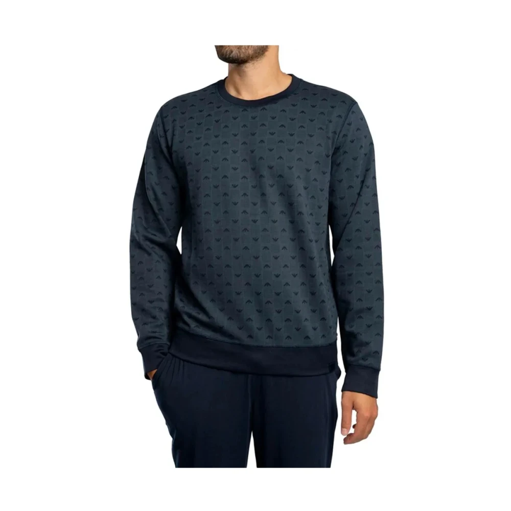 Emporio Armani Blå Felpa Lounge Jacquard