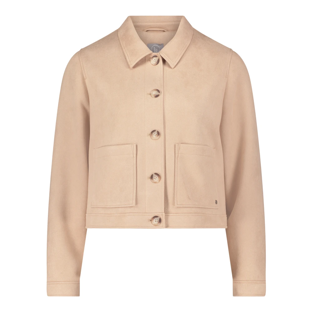 Betty & Co Imitatiebont Lange Mouw Jas Beige Dames