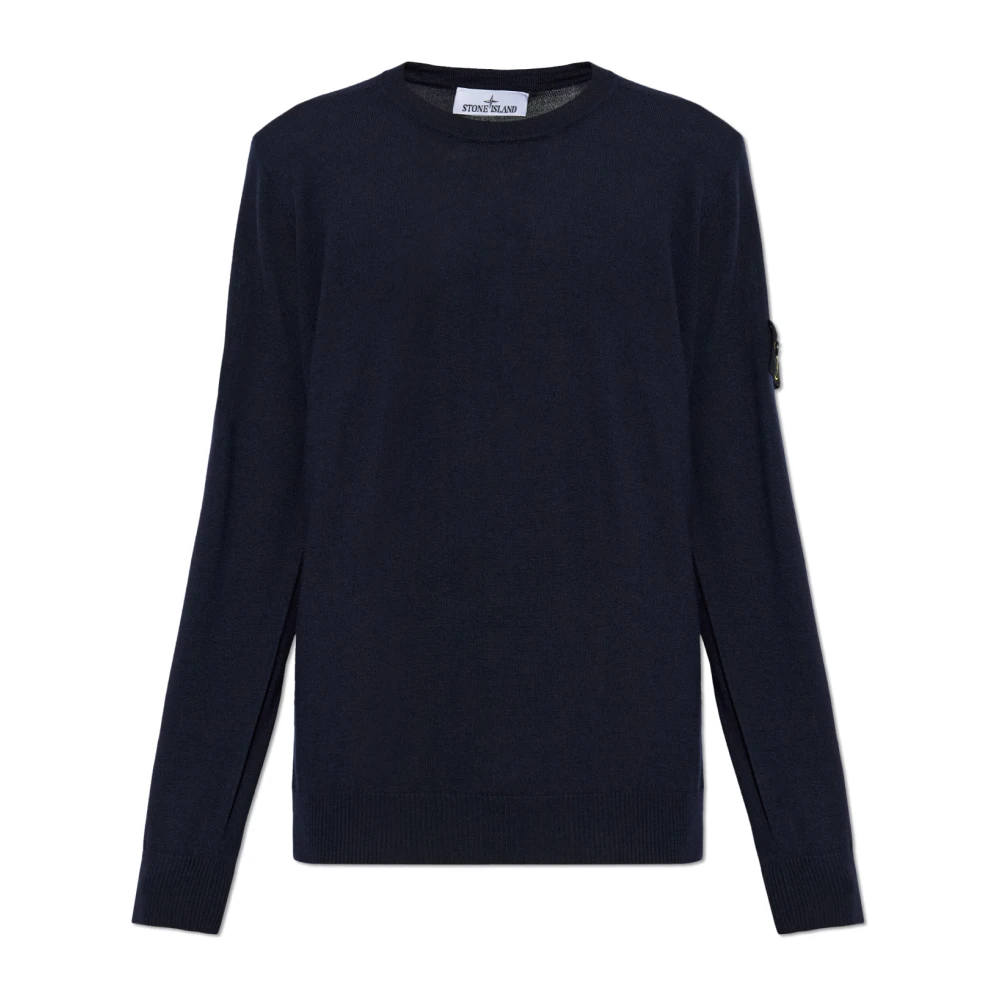 Stone Island , Round-Neck Knitwear, Male, Blue, 2XL, Wool Jumper