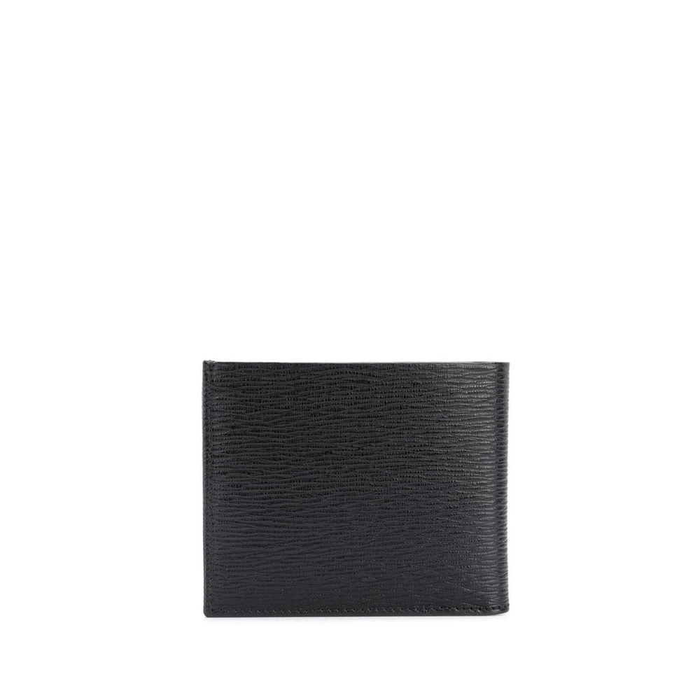 Salvatore Ferragamo Zwarte leren portemonnee met logoplaat Black Heren