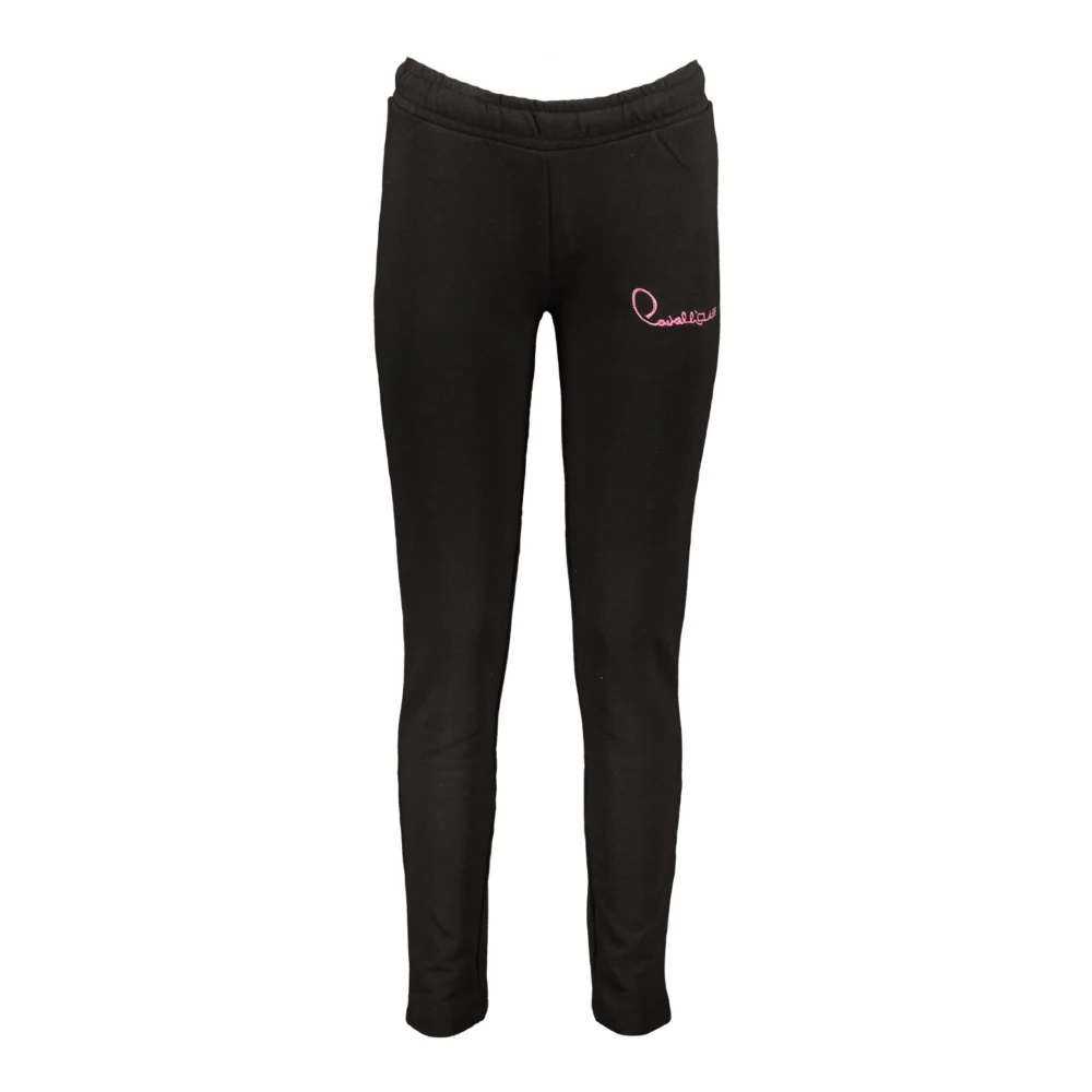 Cavalli Class Women's Black Sporty Trousers With Embroidery 2XL