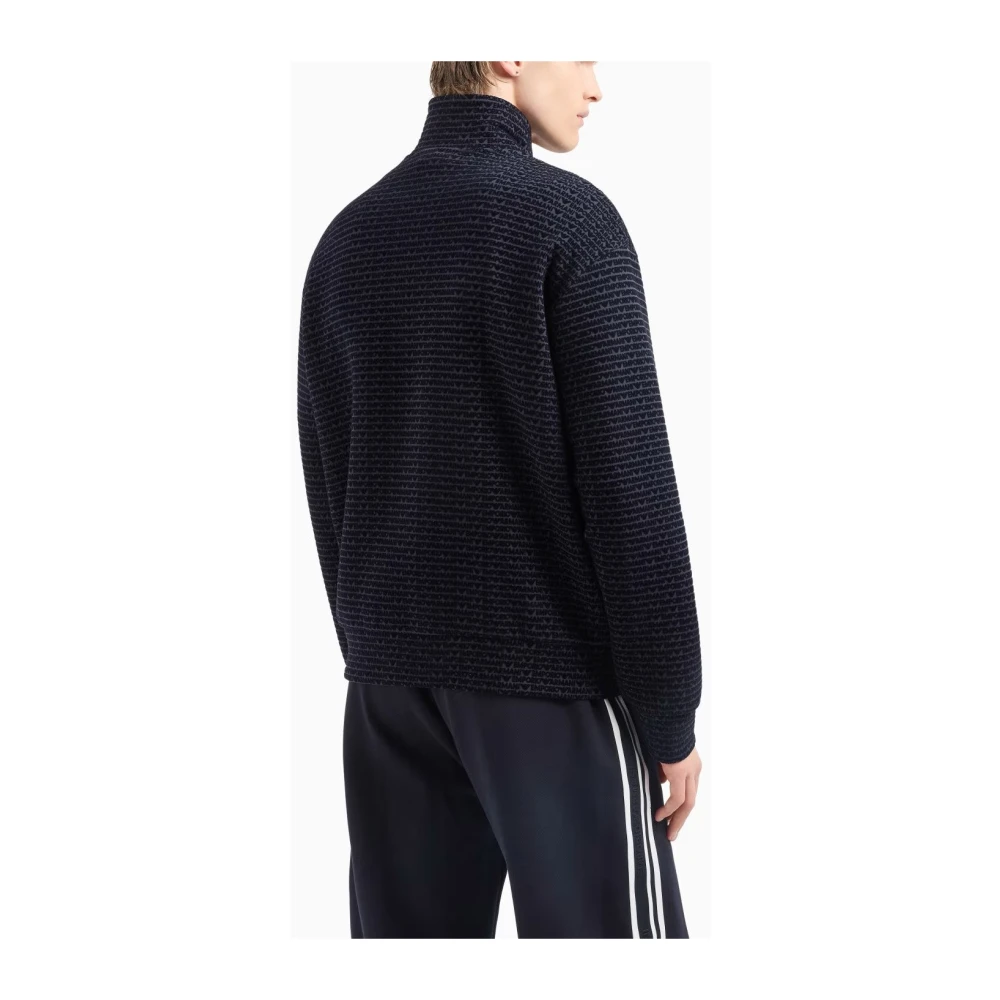 Emporio Armani Navy Allover Flockin Sweatshirt Blue Heren