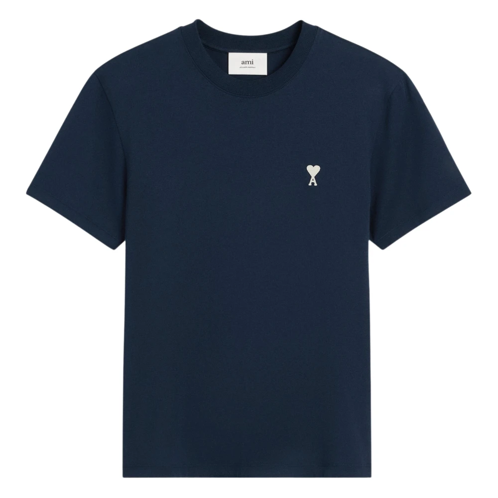 Ami Paris Men's Blue T-Shirts, 2XL, Ami De Coeur T-Shirt