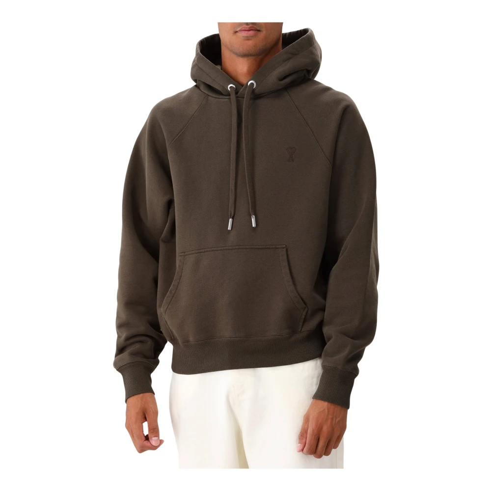 Ami Paris Mörk Kaffe Hoodie Green, Herr