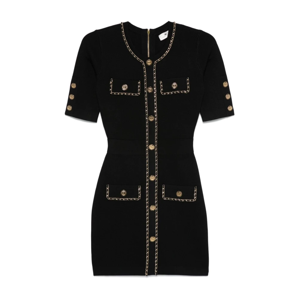 Elisabetta Franchi Zwarte Jurk Aw24 Damesmode Black Dames