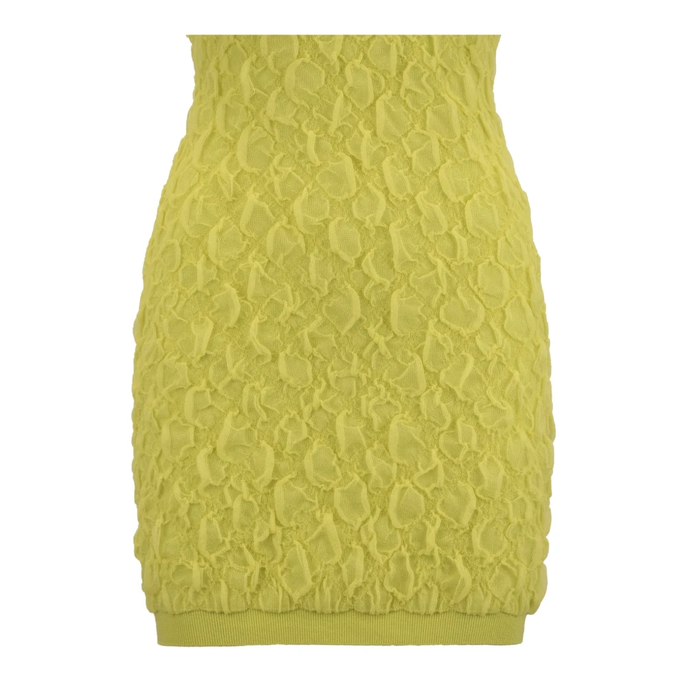 Elisabetta Franchi Korte Mouw Gebreide Jurk Yellow Dames