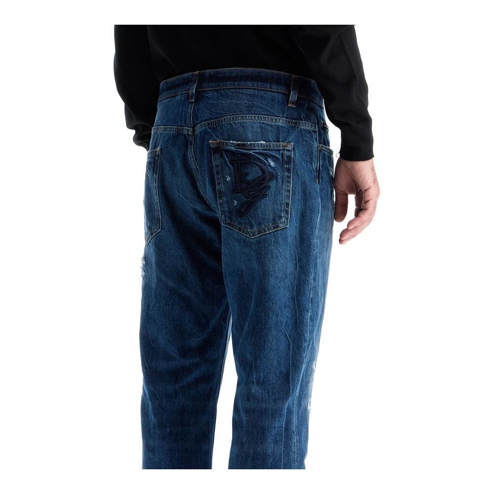 Dolce & Gabbana Versleten Loose Fit Denim Jeans Blue Heren