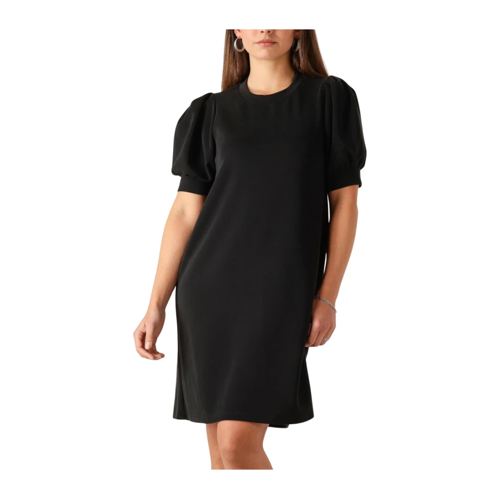 Notre-v Elegante Zwarte Midi Jurk Black Dames