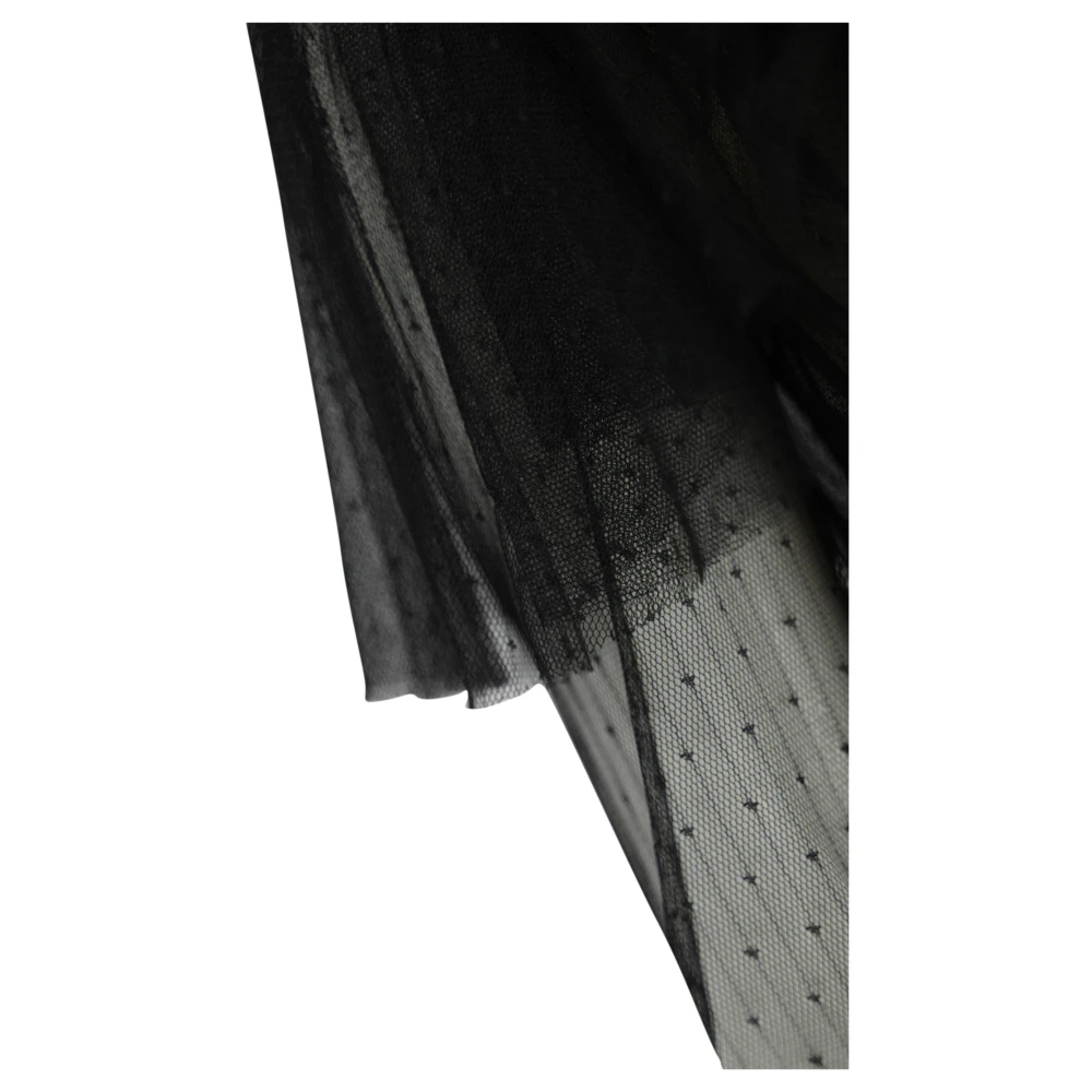 Philosophy di Lorenzo Serafini Zwarte Tule Shirt Lange Mouw V-Hals Ruche Trim Black Dames