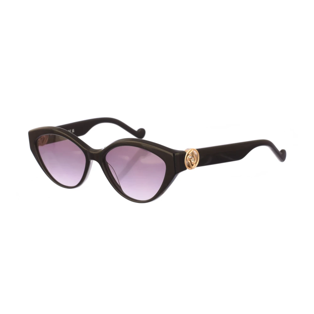 Liu Jo Women's Black Oval Acetate Sunglasses With Uv Protection