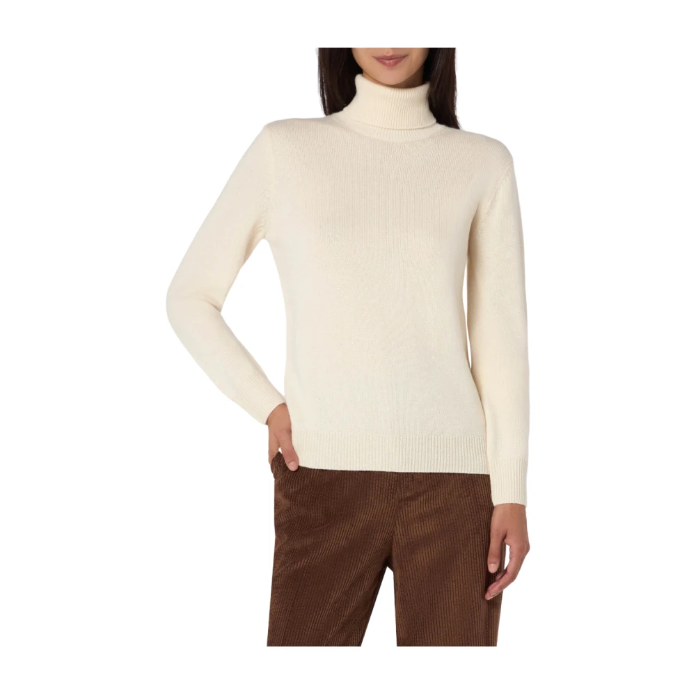 Saint Barth Beige Geribbelde Coltrui Trui Beige Dames