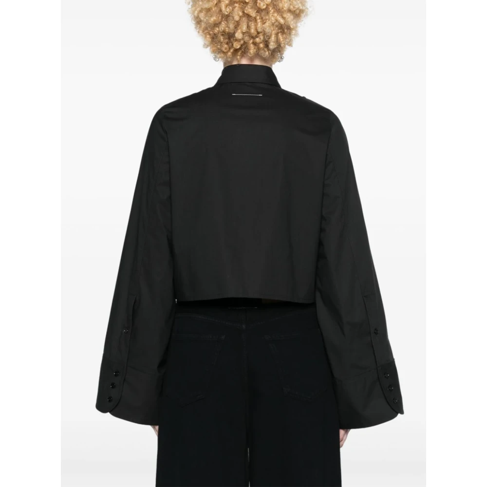 MM6 Maison Margiela Zwarte Poplin Klassiek Kraag Hemd Black Dames