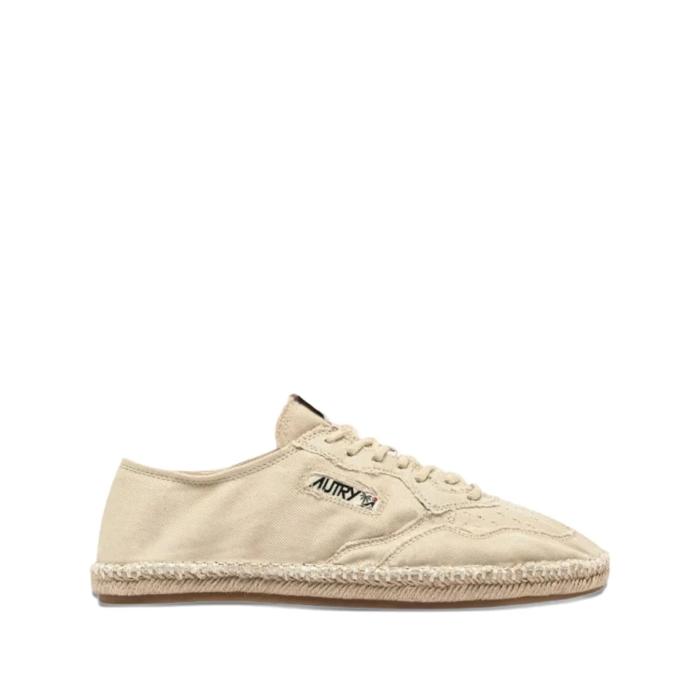 Autry Men's Beige Silk & Nylon Flat Shoes