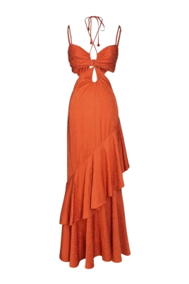 Orange Juniper Ankel Maxi Klänning
