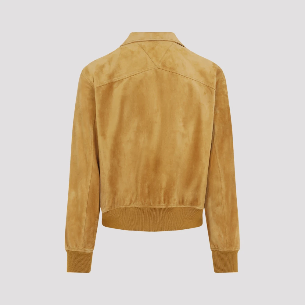 Bottega Veneta Luxe Suède Leren Jas Naakt Neutrals Beige Heren