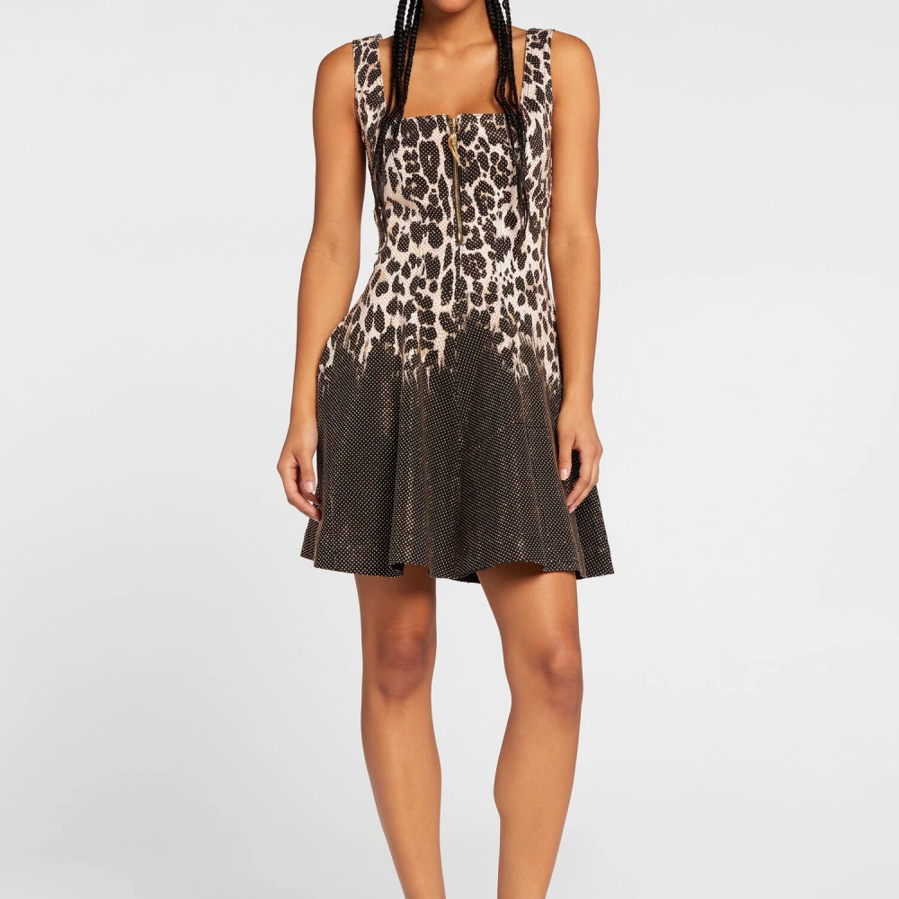 Roberto Cavalli Sicily-Print Studded Mini Jurk Multicolor Dames
