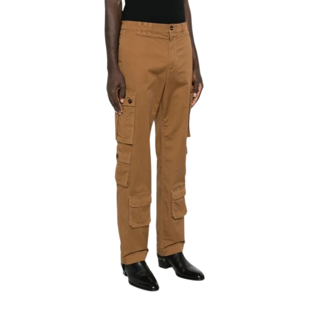 Dolce & Gabbana Cargo Broek met Logo Patch Design Brown Heren