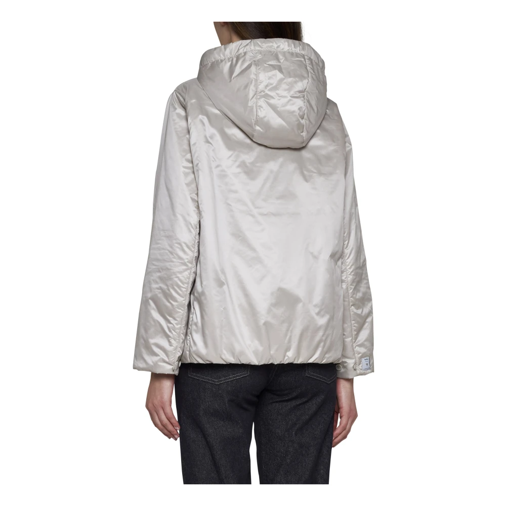 Max Mara IJs Grijs Gewatteerd Nylon Kort Jack Gray Dames