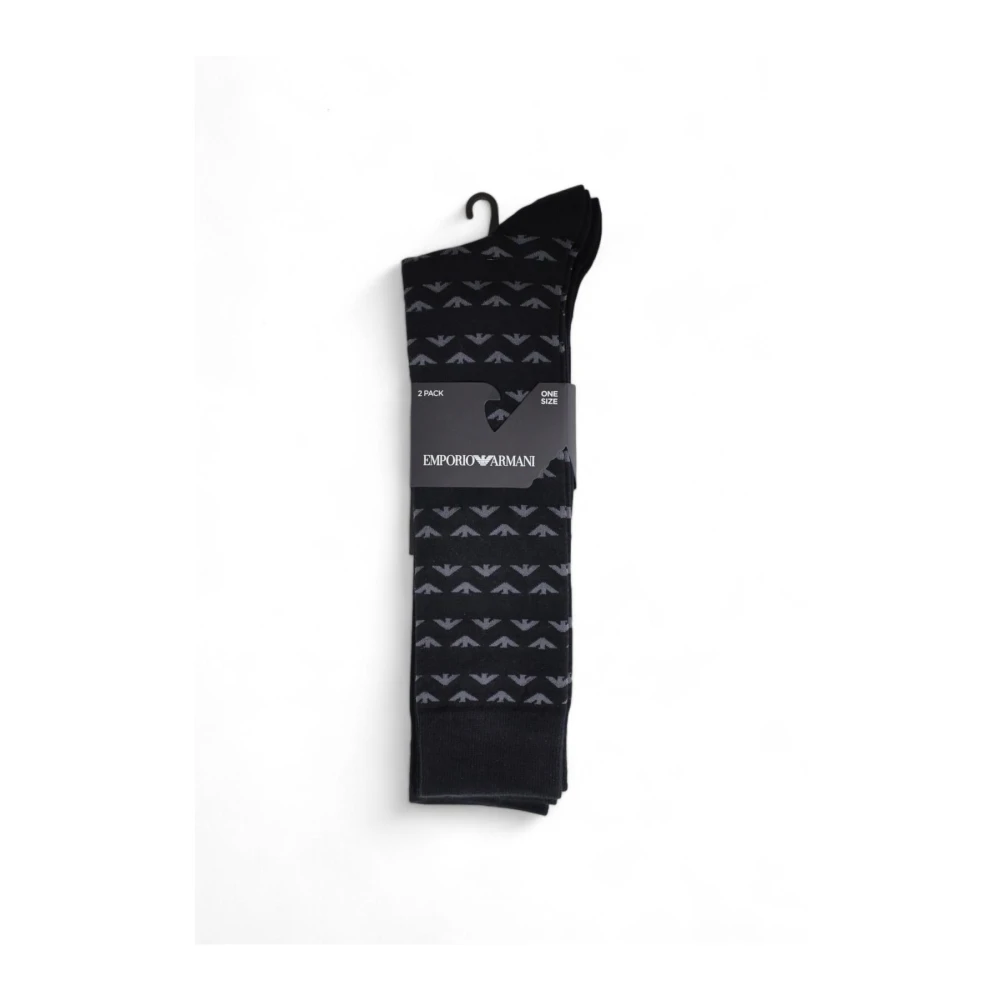Emporio Armani Adelaar Logo Crew Sokken 2 Pack Black Heren