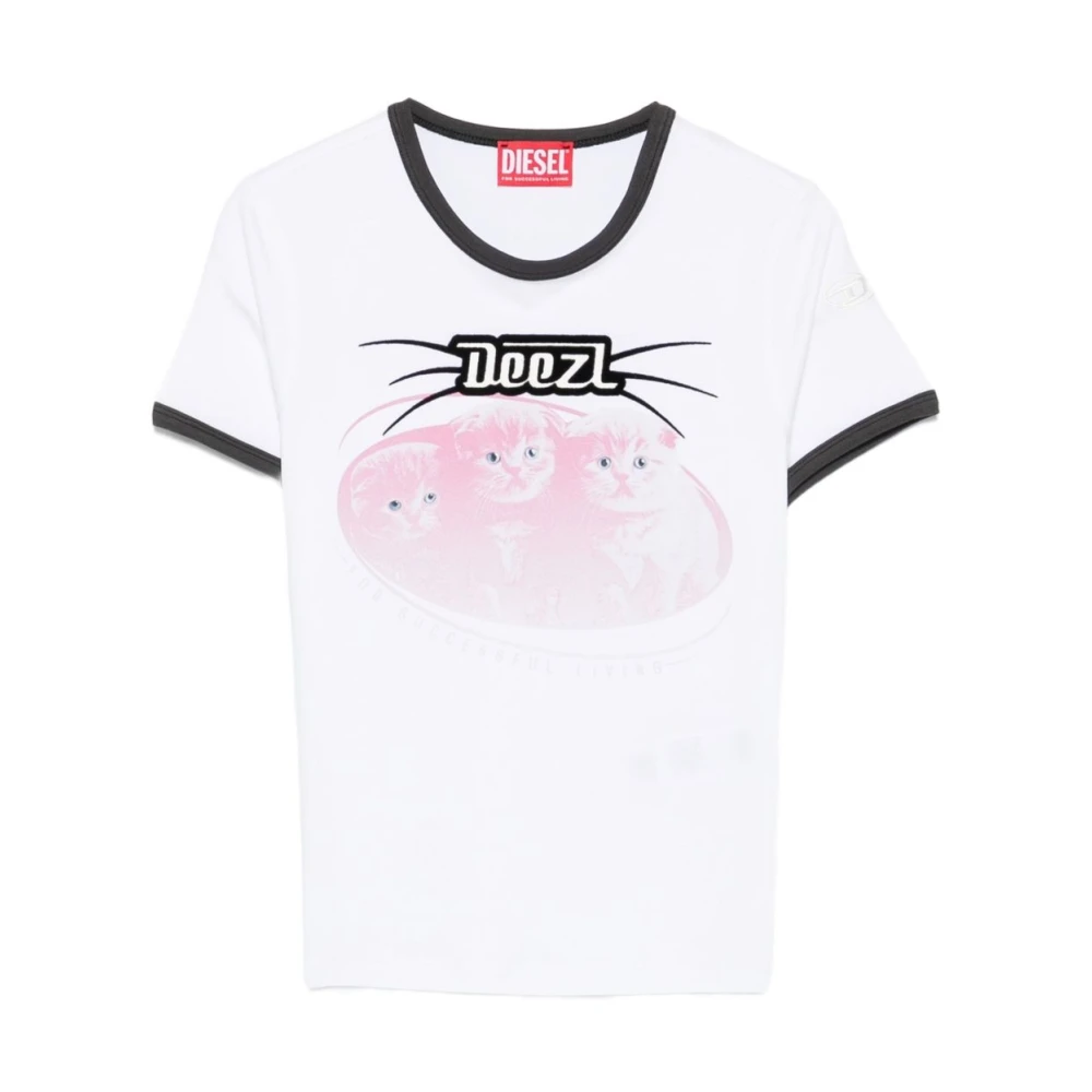 Diesel Women's White T-Shirts, Xs, T-Shirts And Polos