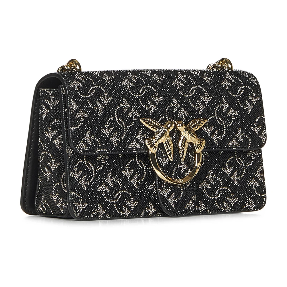 pinko Zwarte Schoudertas met Strass Black Dames