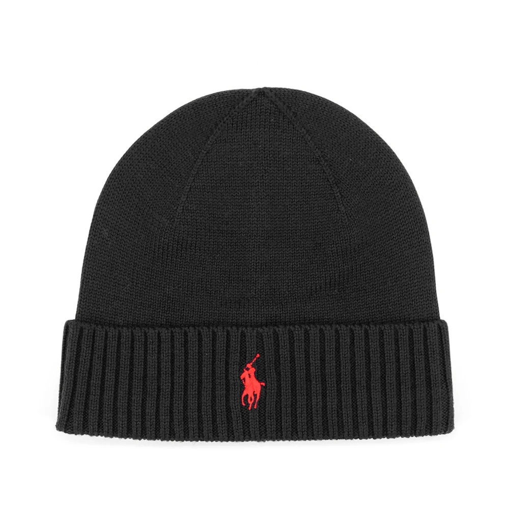 Polo Ralph Lauren Men's Black Logo-Embroidered Wool Beanie