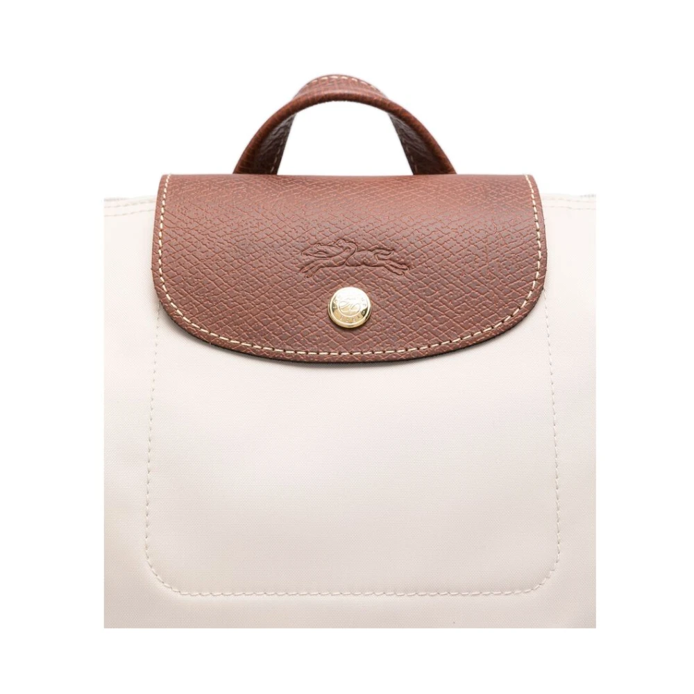 Longchamp Canvas rugzak met omslagtop Beige Dames