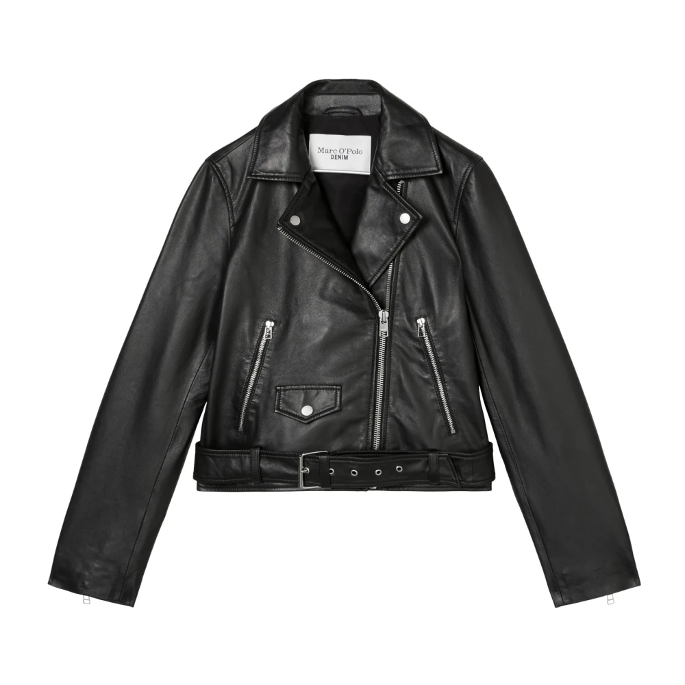 Marc O'Polo Biker leren jas regular Black Dames