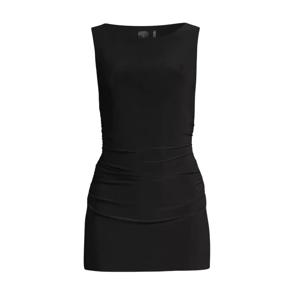 Norma Kamali Zwarte Mini Jurk met Ronde Hals Black Dames