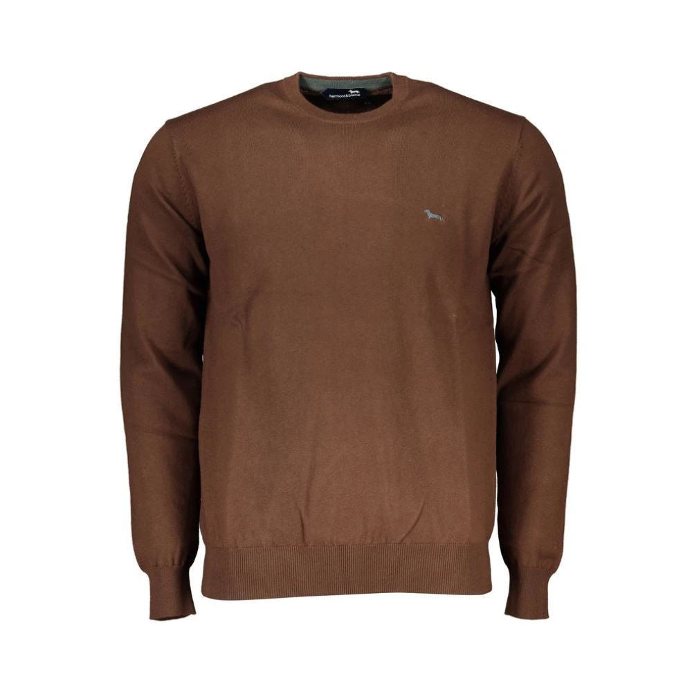 Harmont & Blaine Men's Brown Elegant Crew Neck Embroidered Sweater