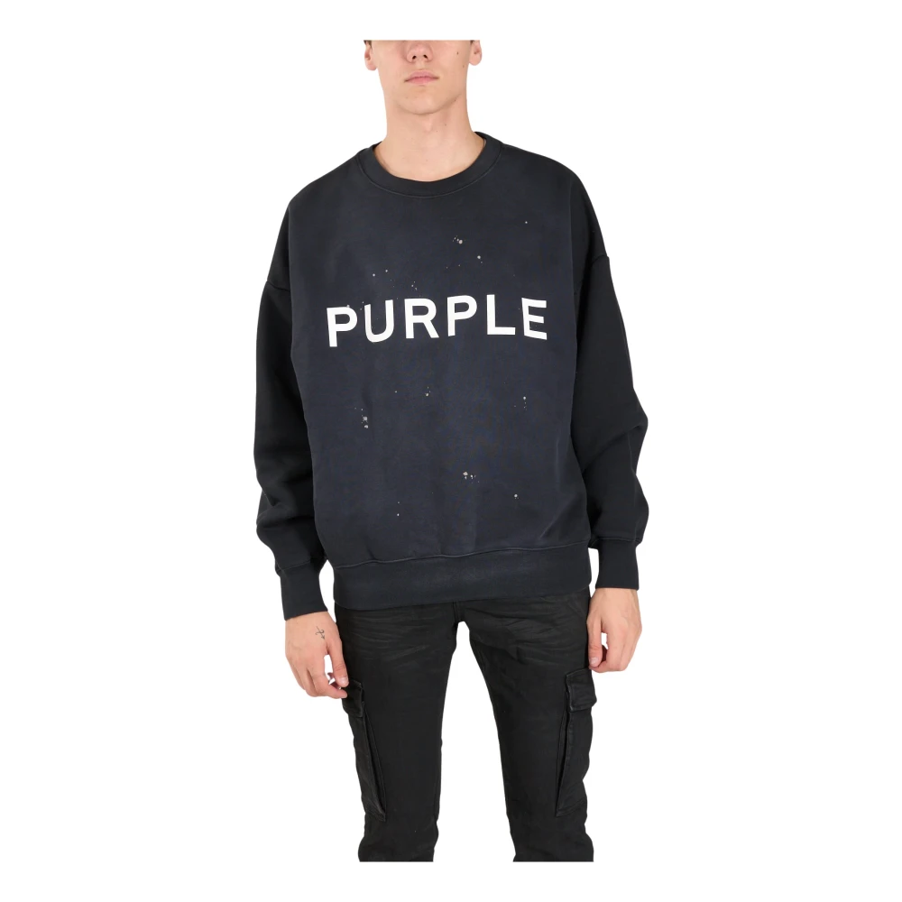 Purple Brand Logo Sweatshirt Vintage Style Print Black Heren