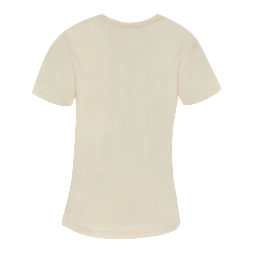 Maison Kitsuné Baby Fox T-shirt Ivoor Crew Neck Beige Dames