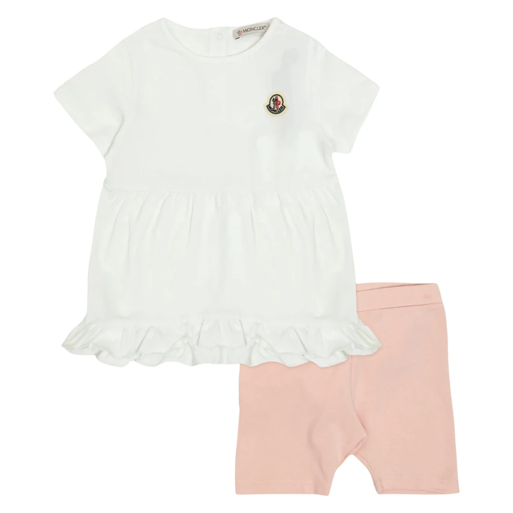 Moncler Girls Multicolor Kids Sets, 18 M, Pink Short Set With Ruffle Detailing