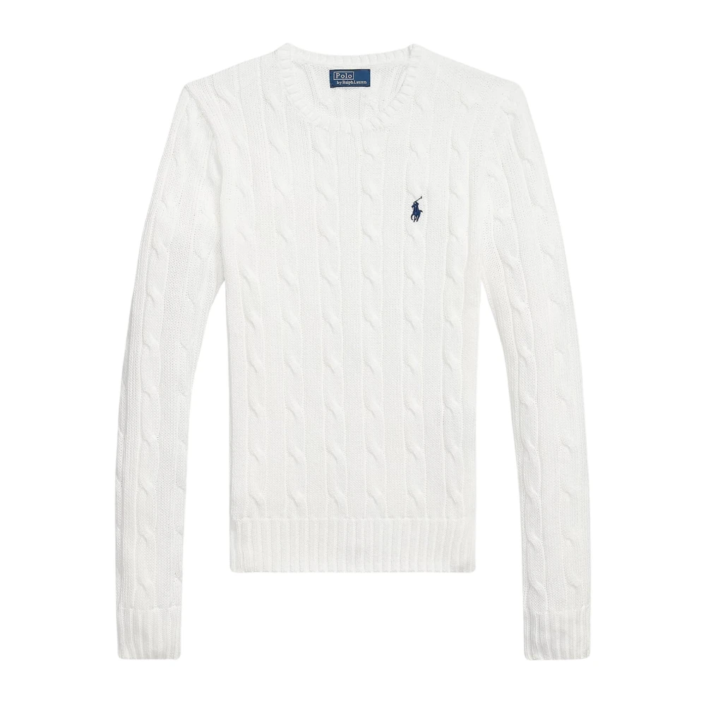 Polo Ralph Lauren Vit Rundhalsad Kabelstickad Tröja
