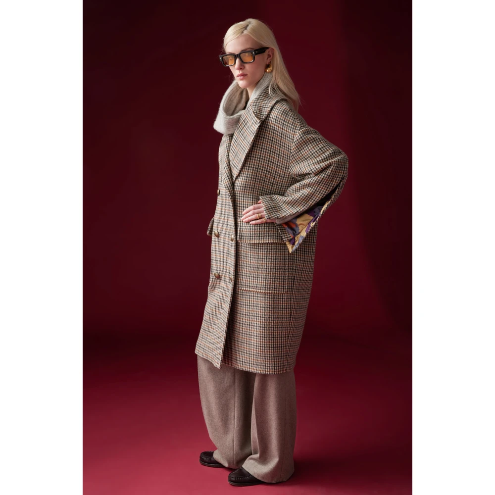 bazar deluxe Wollen Caban Jas Ruitpatroon Gray Dames