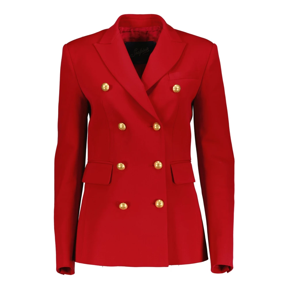 Seafarer Rode Double Breasted Stretch Wol Blazer Red Dames