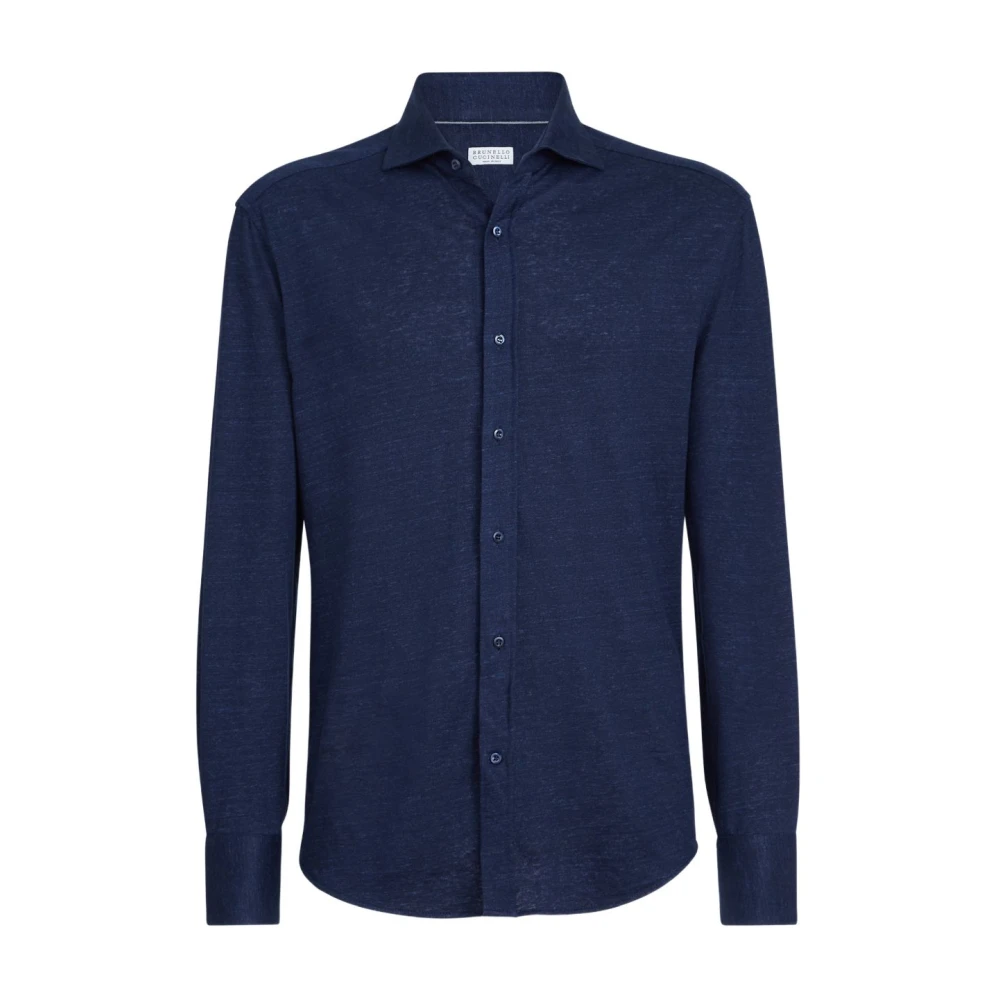 Brunello Cucinelli Men's Blue Casual Shirts, S, Casual Shirt